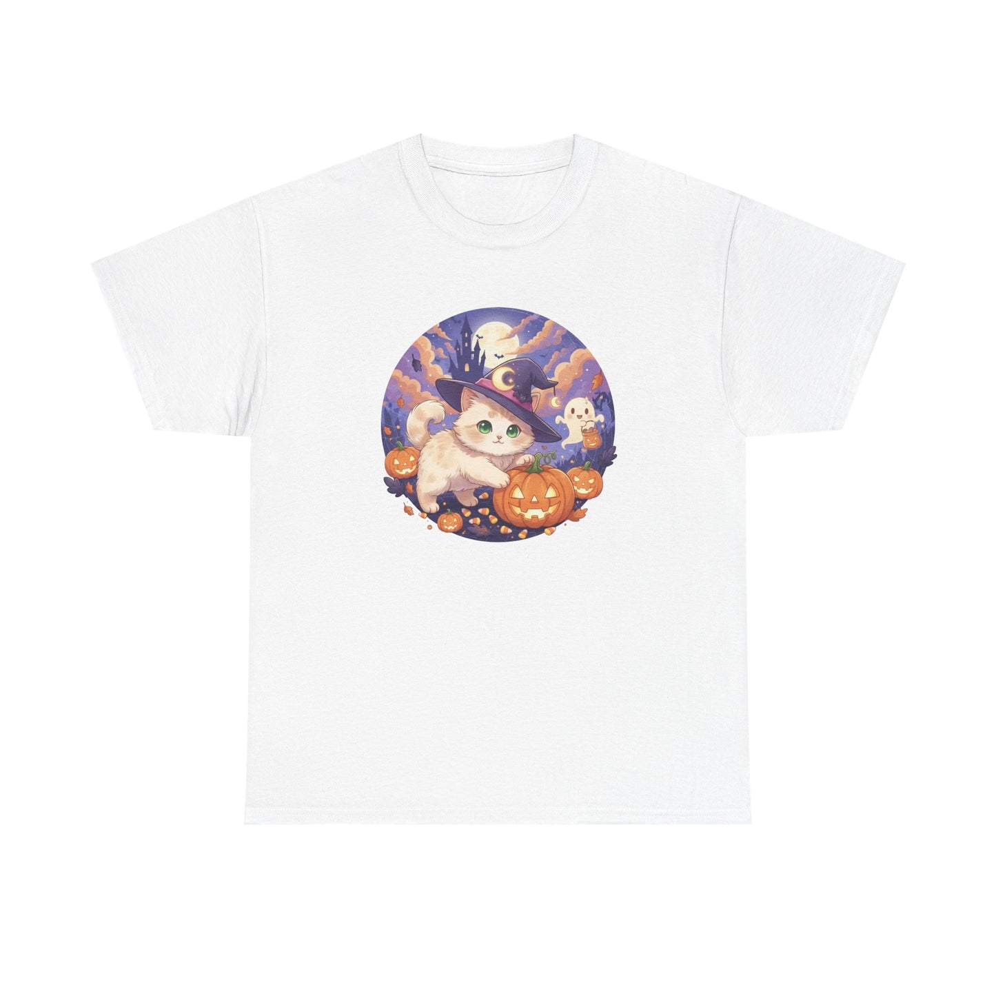 Halloween cute kitten anime style 1 Unisex Tee - Cute Cat T-Shirt for Pet Lovers, Cat Owners, Sports Enthusiasts, Gifts for Animal Lovers, Casual Everyday Wear