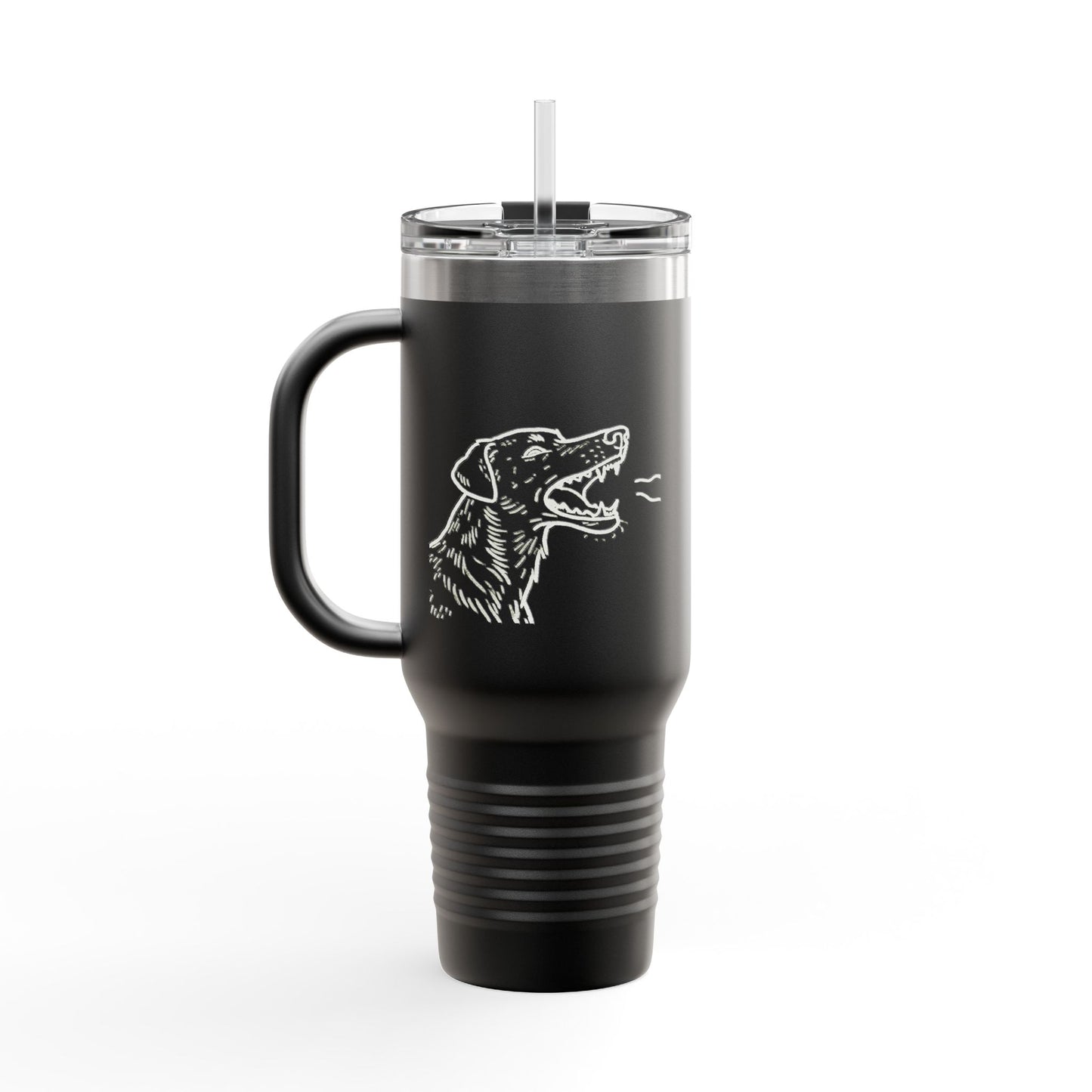 Barking Dog Travel Mug, Insulated Coffee Cup, Dog Lover Gift, For Outdoor Adventures, 40oz Red Drinkware