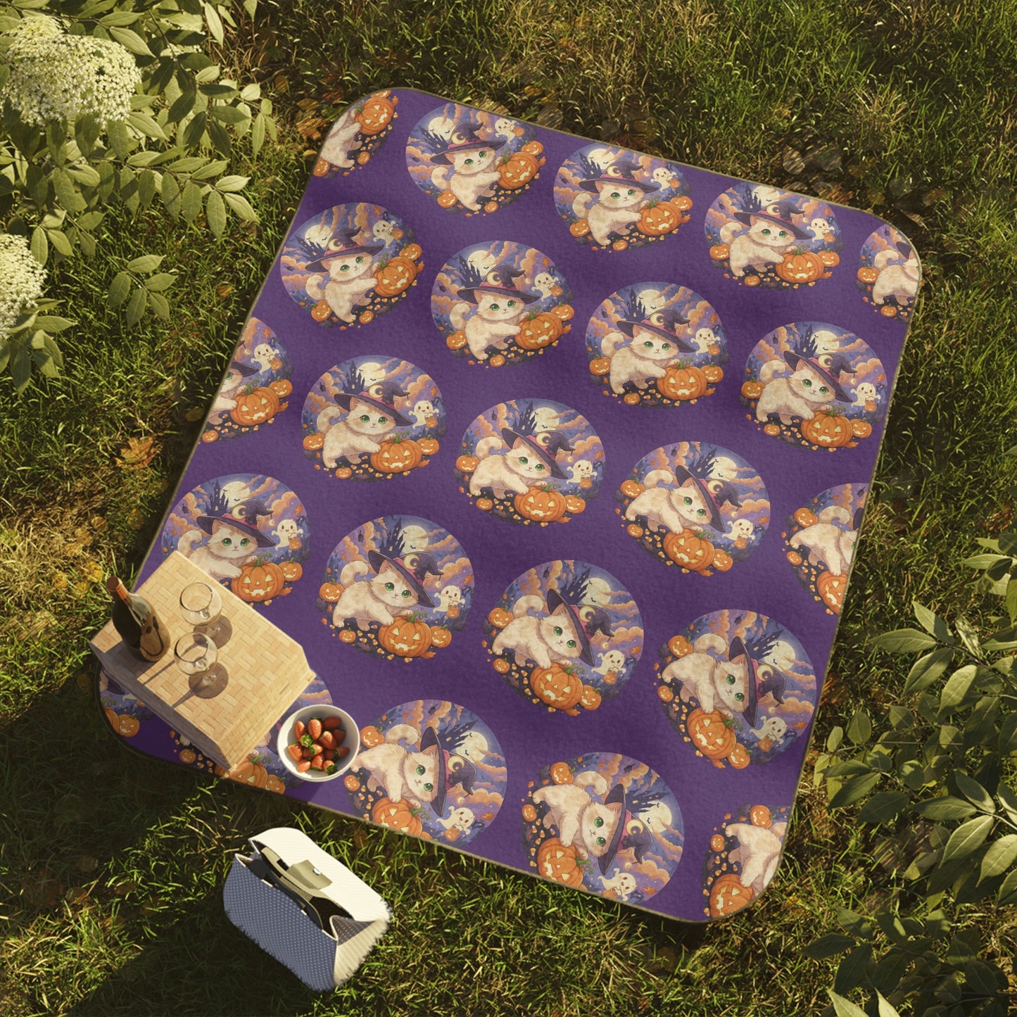 Halloween Cat Picnic Blanket, Halloween Decor, Outdoor Blanket, Fall Festivals, Cozy Family Gatherings