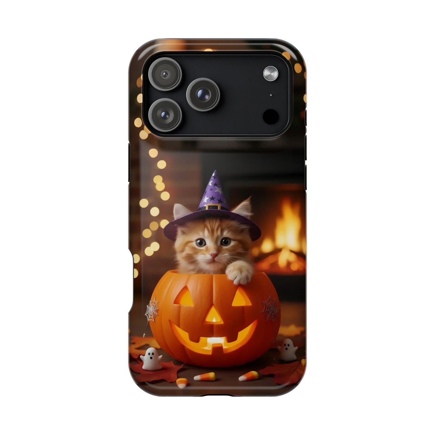 Halloween cute kitten photo style 3 Magnetic Phone Case, Cat Lover Gift, Impact-Resistant iPhone Case, Funny Pet Accessory, Unique Animal Design