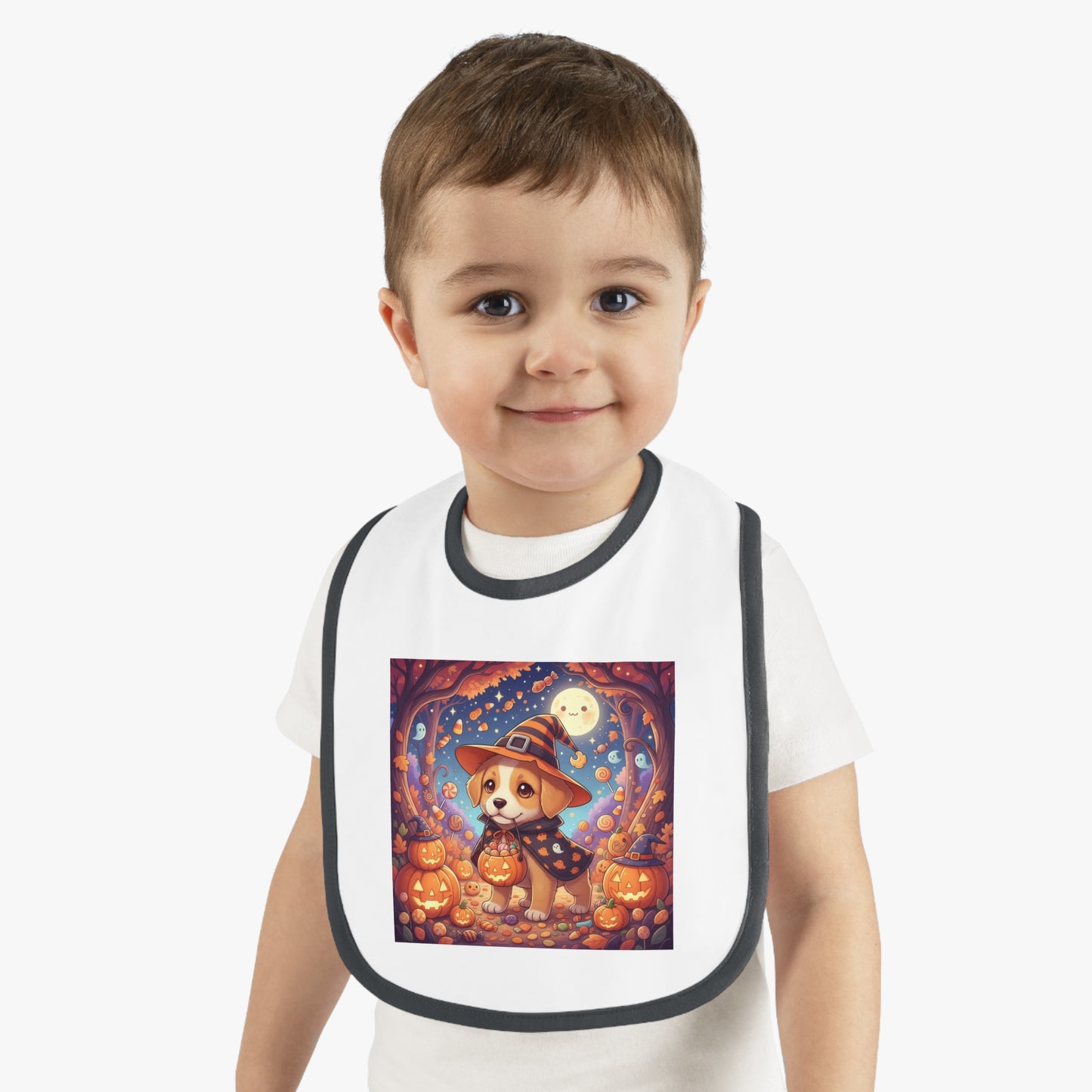 Halloween Puppy Baby Bib | Cute Baby Bib for Feeding | Fall Gift, Baby Shower Present, Toddler, Infant Accessories