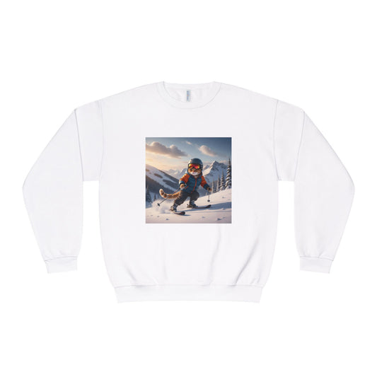 Skiing Cat Graphic Unisex NuBlend Crewneck Sweatshirt