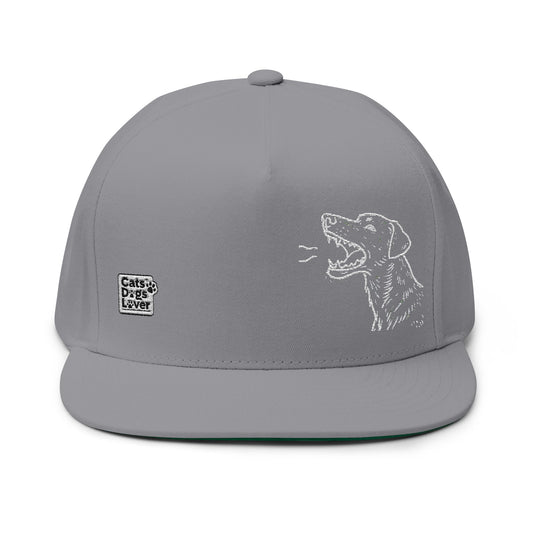 Embroidered Dog Head Multi Colors Flat Bill Cap style 1