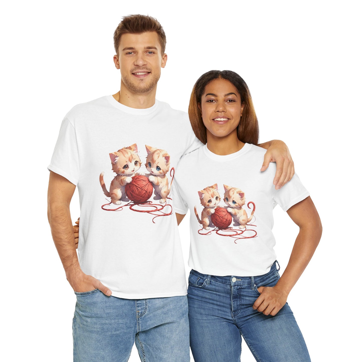 Playful Cats Ball of Yarn Unisex Tee - Cute Cat T-Shirt for Pet Lovers, Cat Owners, Sports Enthusiasts, Gifts for Animal Lovers, Casual Everyday Wear