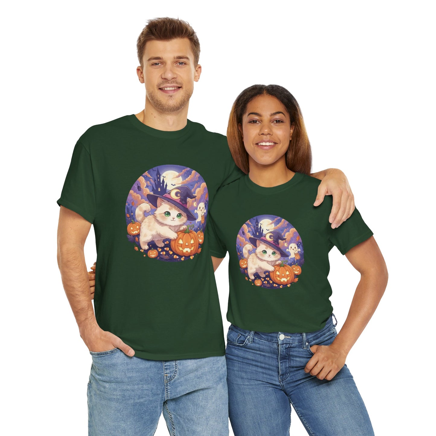 Halloween cute kitten anime style 1 Unisex Tee - Cute Cat T-Shirt for Pet Lovers, Cat Owners, Sports Enthusiasts, Gifts for Animal Lovers, Casual Everyday Wear