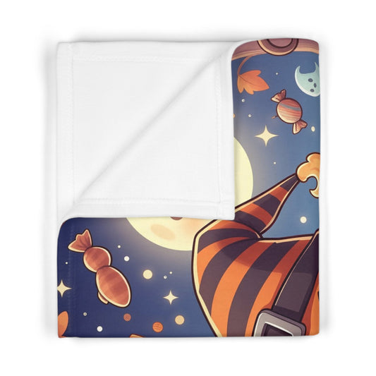 Halloween Dog Themed Fleece Baby Blanket Cozy Nursery Decor