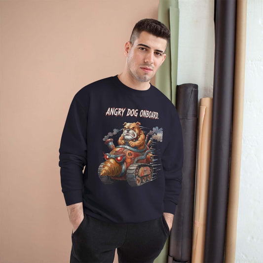 Angry Dog Onboard Graphic Champion Crewneck Sweatshirt style 2