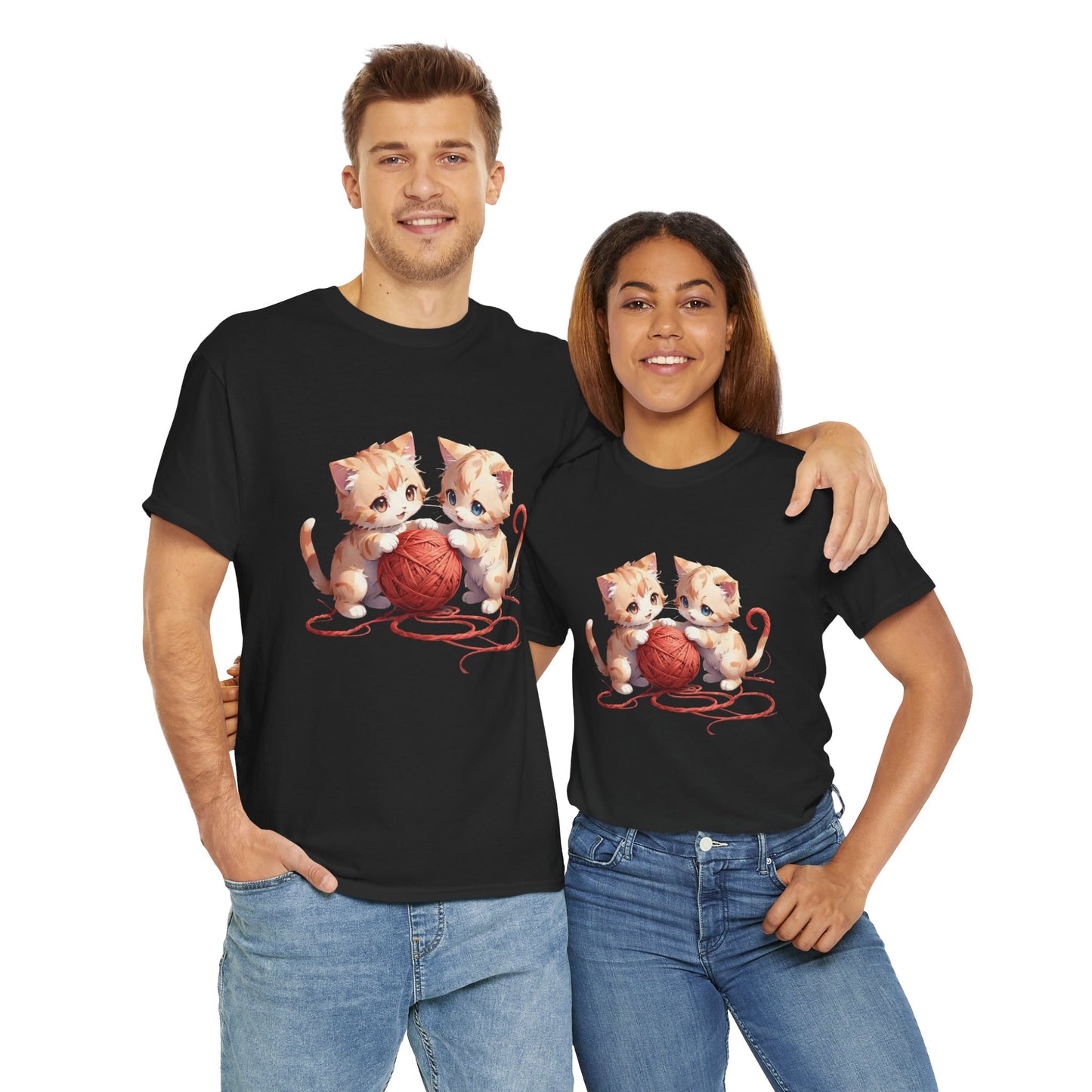 Playful Cats Ball of Yarn Unisex Tee - Cute Cat T-Shirt for Pet Lovers, Cat Owners, Sports Enthusiasts, Gifts for Animal Lovers, Casual Everyday Wear