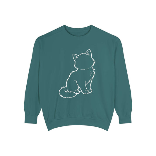 Sitting Cat Shadow Cozy Graphic Unisex Crewneck Sweatshirt style 1