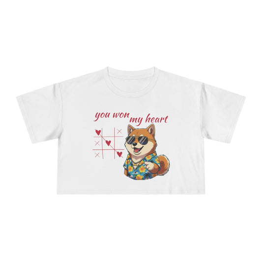 You Won My Heart - Funny Dog Graphic Women Crop T-Shirt