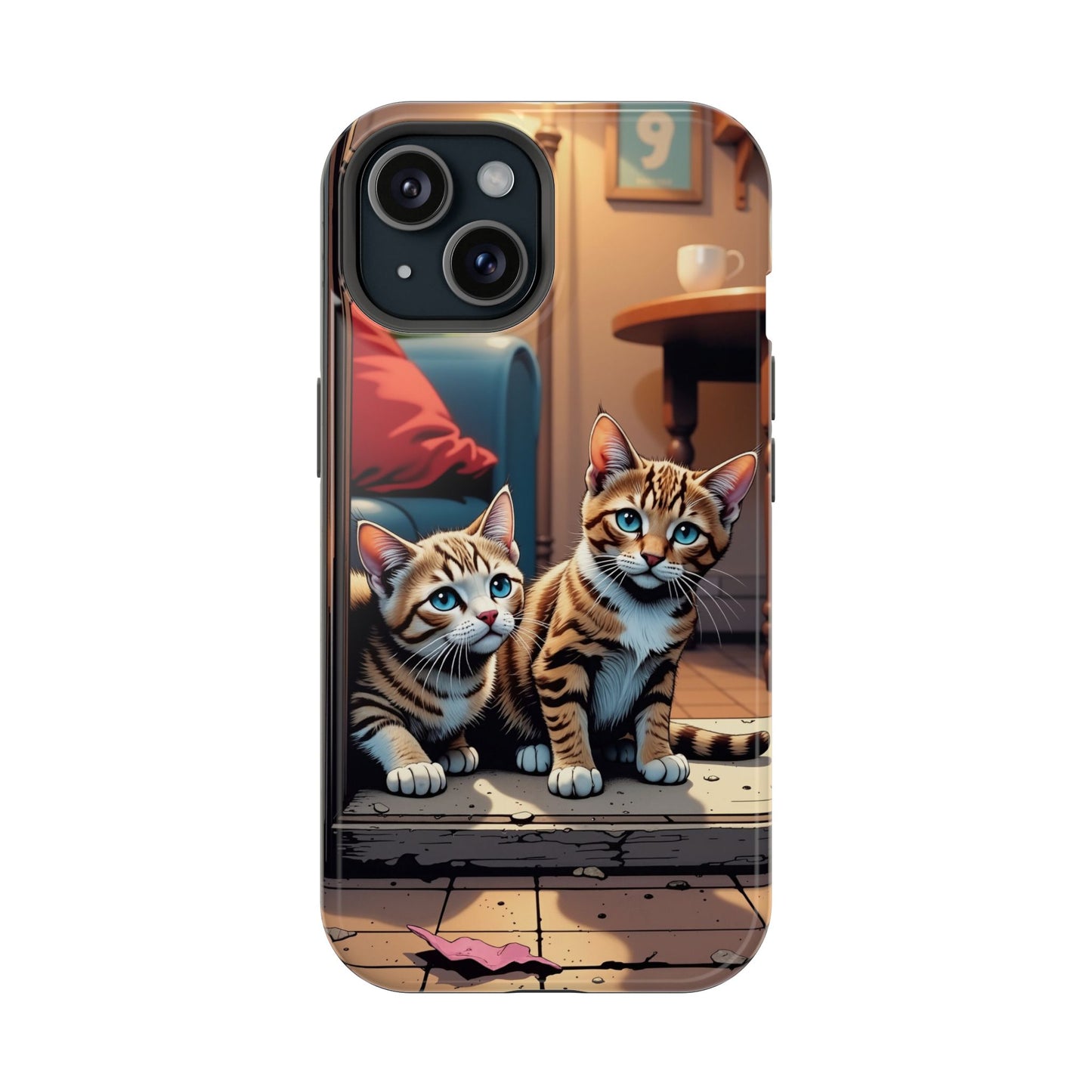 Cute Cats Magnetic Phone Case comic style 1, Cat Lover Gift, Impact-Resistant iPhone Case, Funny Pet Accessory, Unique Animal Design