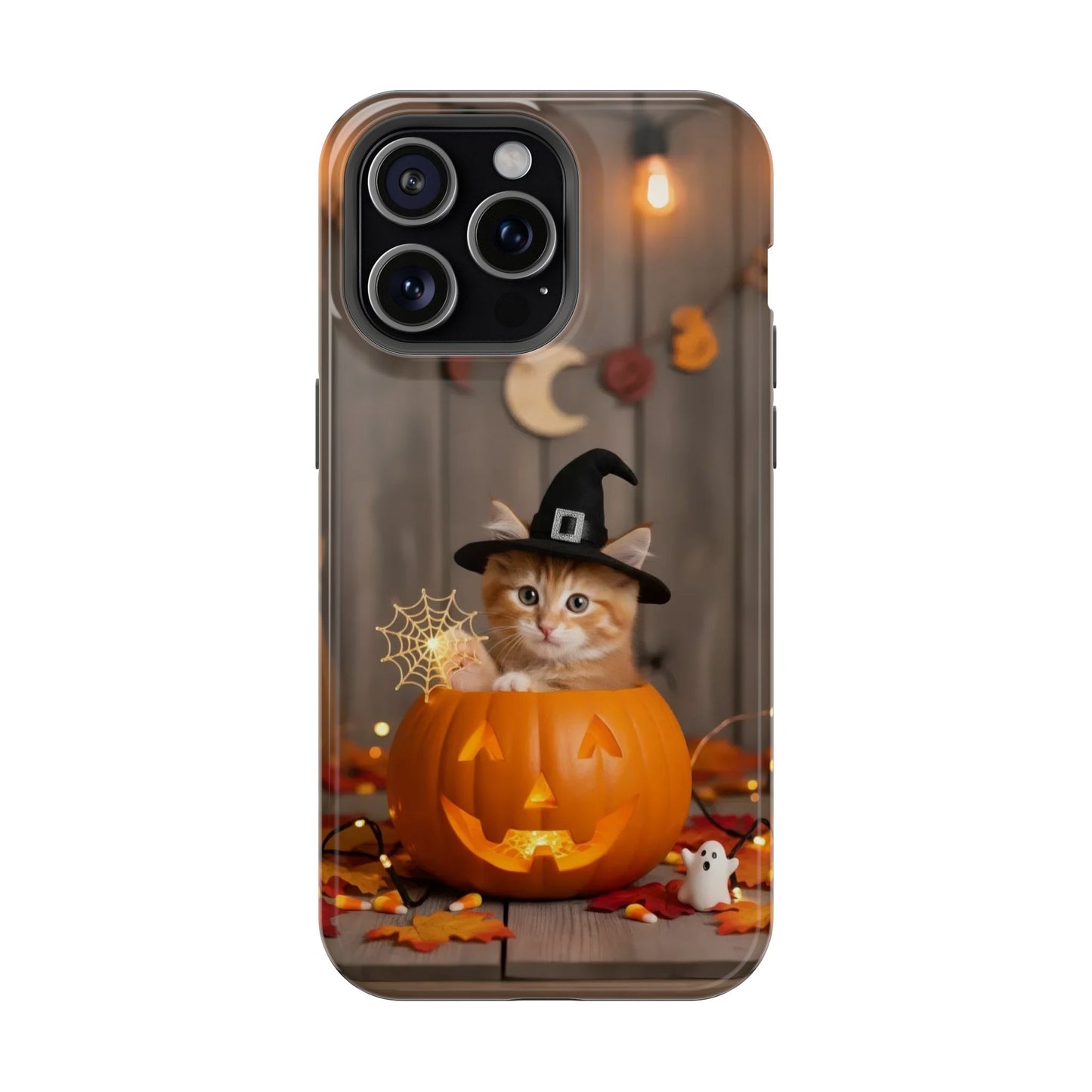 Halloween cute kitten photo style 2 Magnetic Phone Case, Cat Lover Gift, Impact-Resistant iPhone Case, Funny Pet Accessory, Unique Animal Design