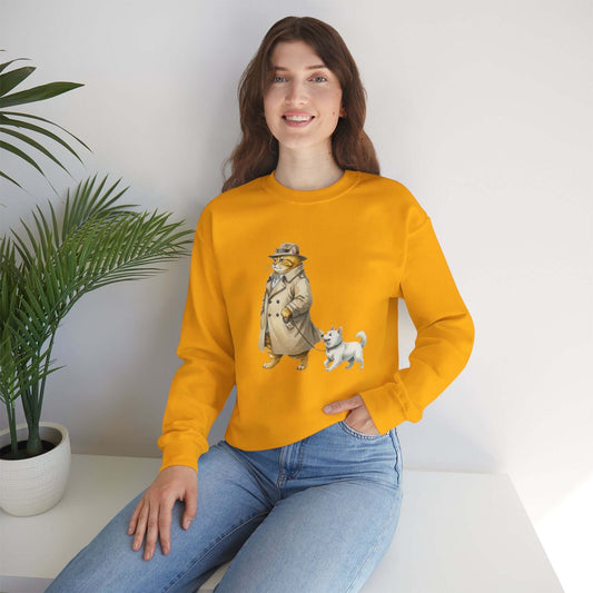 Watercolor Cat & Dog painting unisex Crewneck Sweatshirt style 2