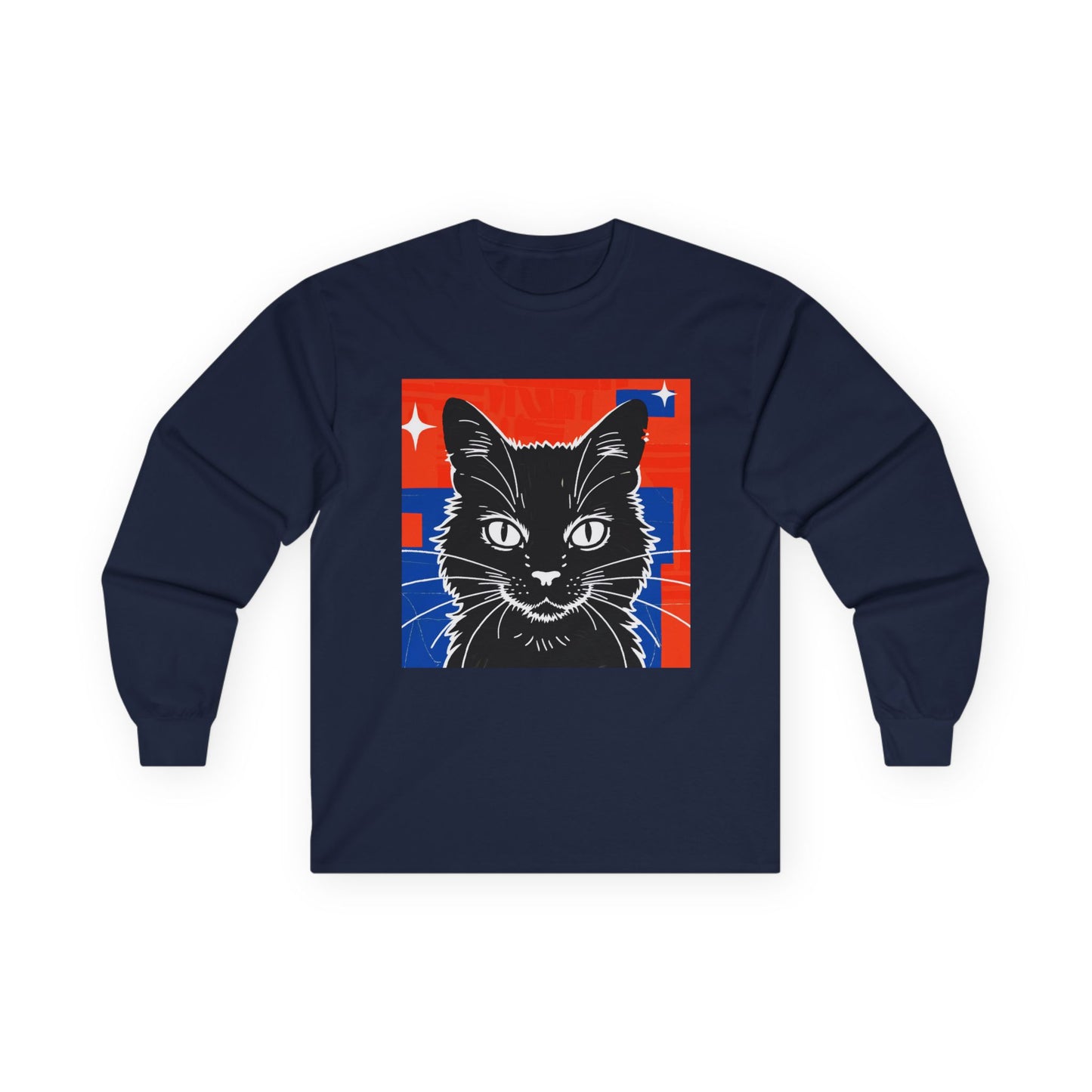 Vintage Cat Graphic Long Sleeve Tee style 1, Perfect for Cat Lovers, Cozy Casual Wear, Gift for Pet Parents, Unisex Apparel