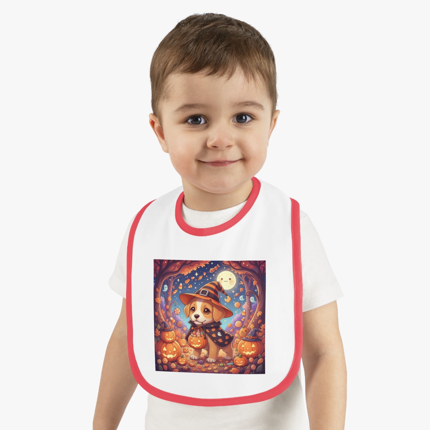Halloween Puppy Baby Bib | Cute Baby Bib for Feeding | Fall Gift, Baby Shower Present, Toddler, Infant Accessories