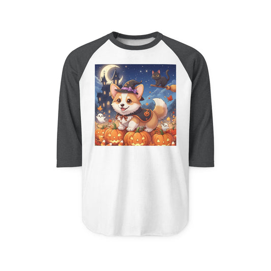 Halloween Cute Puppy Anime Unisex Raglan Shirt style 4
