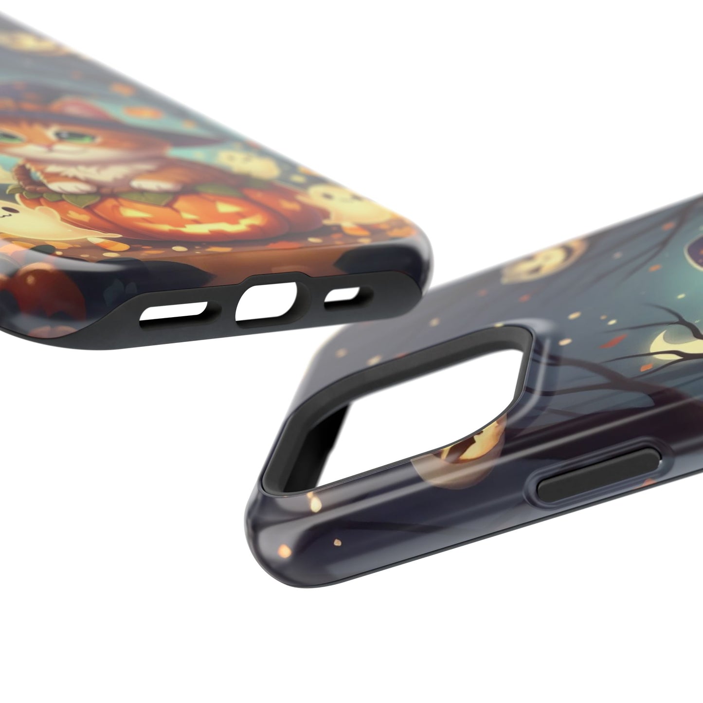 Halloween cute kitten anime style 3 Magnetic Phone Case, Cat Lover Gift, Impact-Resistant iPhone Case, Funny Pet Accessory, Unique Animal Design