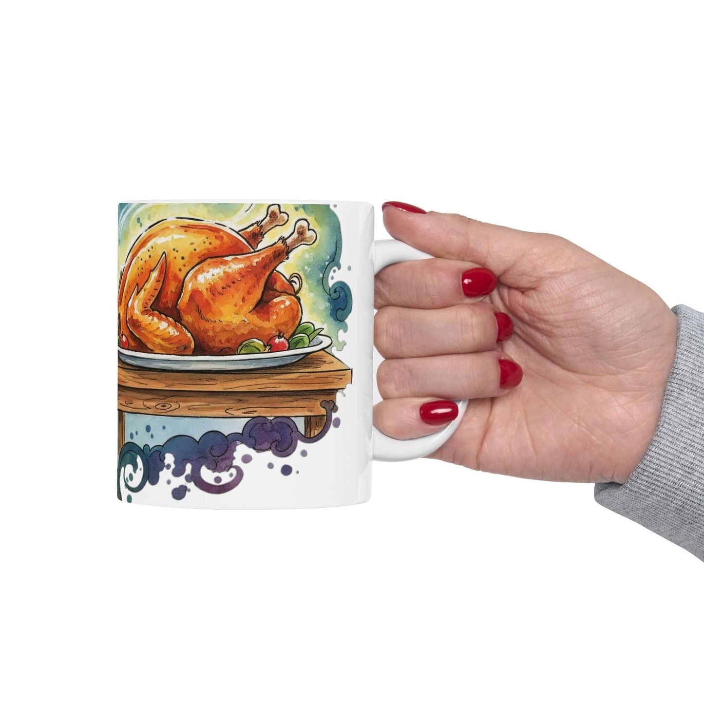 Cute Puppy with Thanksgiving Turkey Ceramic Mug 11oz