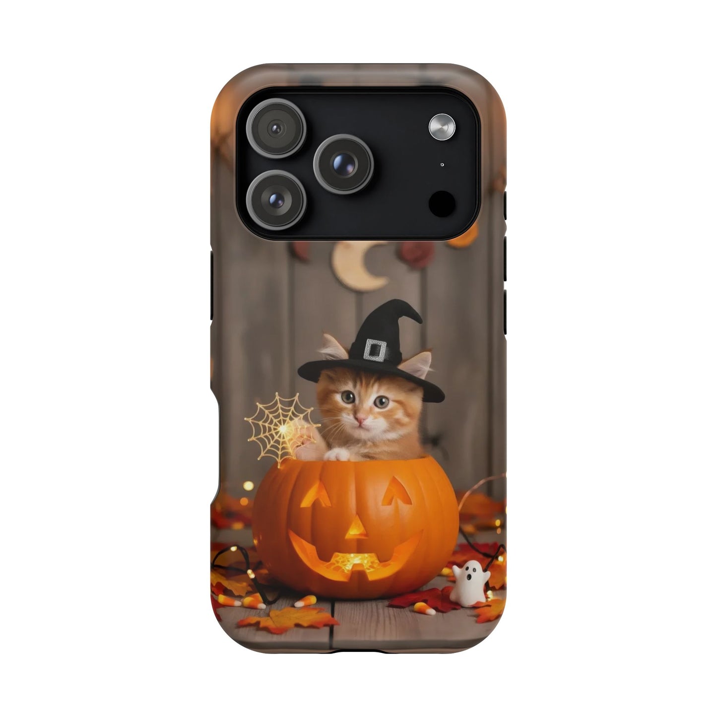 Halloween cute kitten photo style 2 Magnetic Phone Case, Cat Lover Gift, Impact-Resistant iPhone Case, Funny Pet Accessory, Unique Animal Design