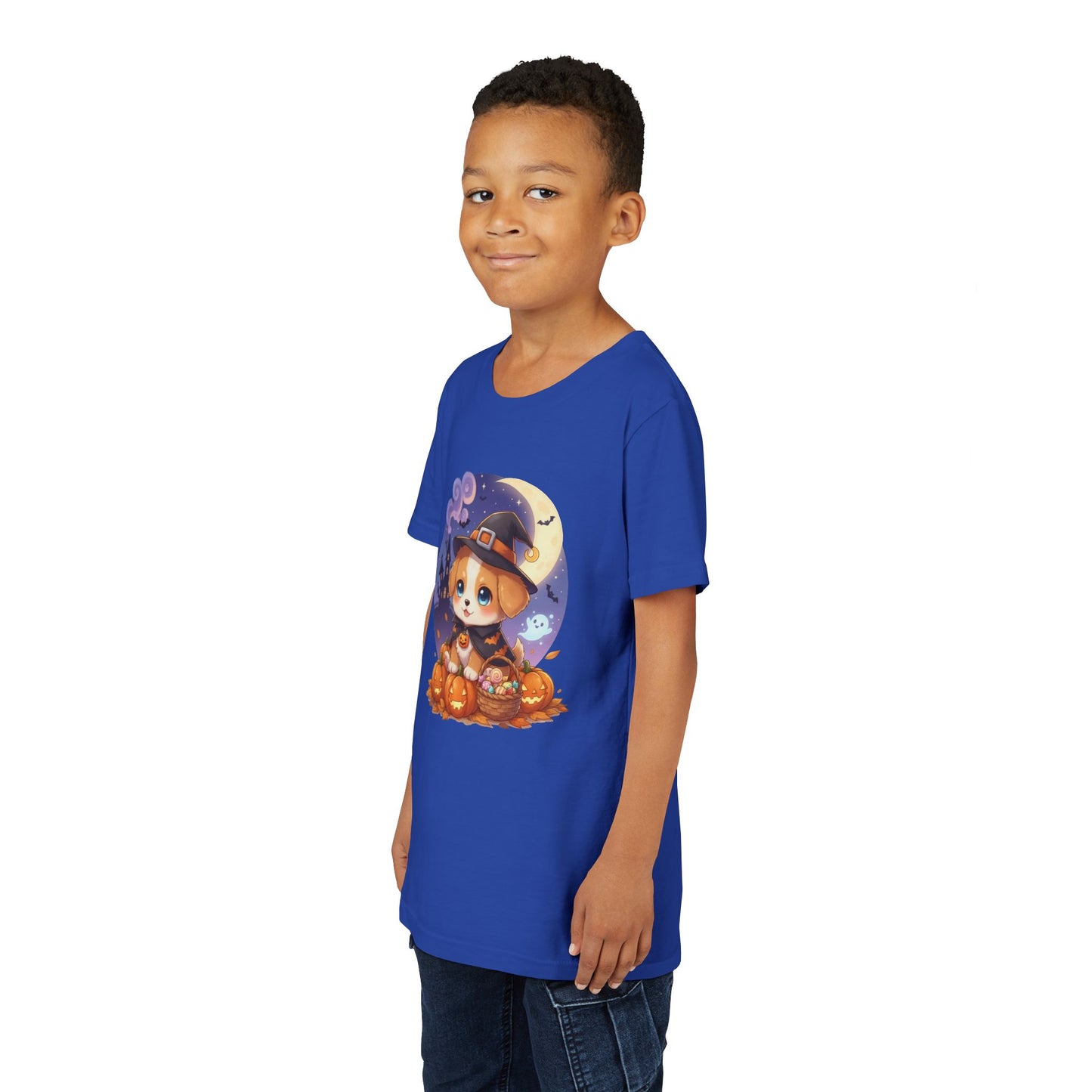 Halloween cute puppy anime style 5 Youth Tee, Short Sleeve T-Shirt, Kids Halloween Apparel, Cute Dog Tee, Fall Outfit for Children