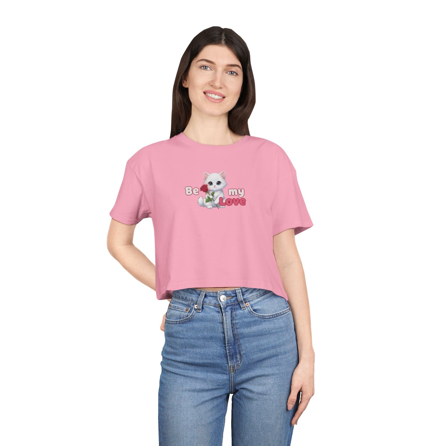 Cute Graphic Crop Tee - 'Be my Love', Women's Fashion, Gift for Animal Lovers, Casual Outfit, Summer Style, Funny Shirt