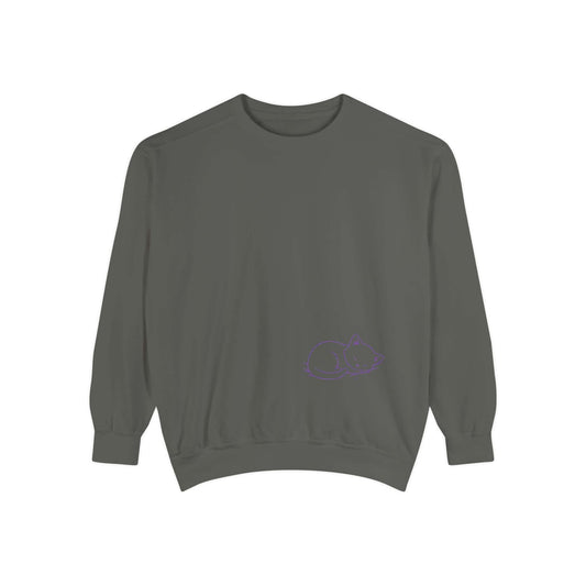 Sleeping cat shadow Graphic Unisex Crewneck Sweatshirt style 2 Purple
