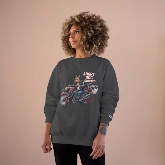Angry Dog Onboard Graphic Champion Crewneck Sweatshirt style 3