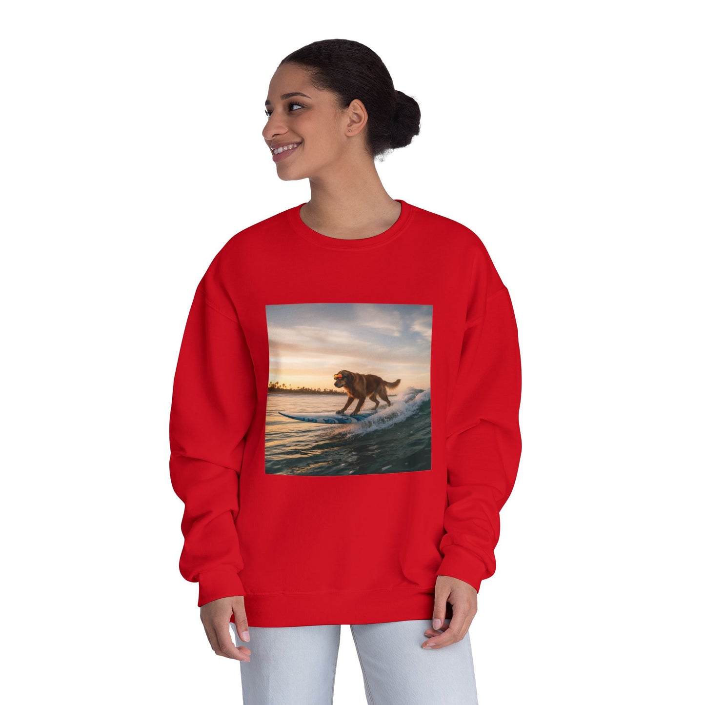 Surfing Dog Graphic Unisex NuBlend Crewneck Sweatshirt style 2