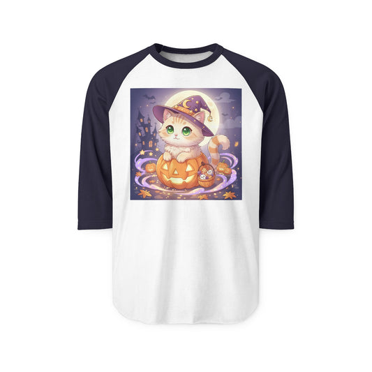 Halloween Cute Kitten Anime Unisex Raglan Shirt style 4