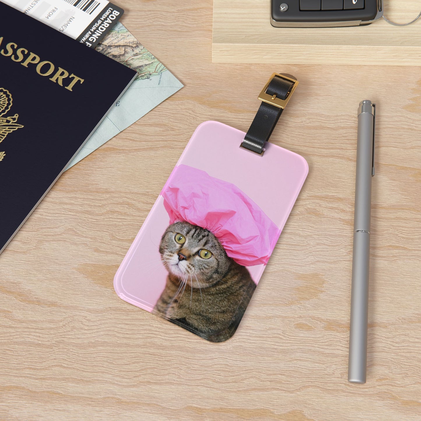 Quirky Cat Luggage Tag | Travel Accessory, Fun Gift, Pet Lover's Item, Unique Baggage Tag, Personalized Travel Essentials
