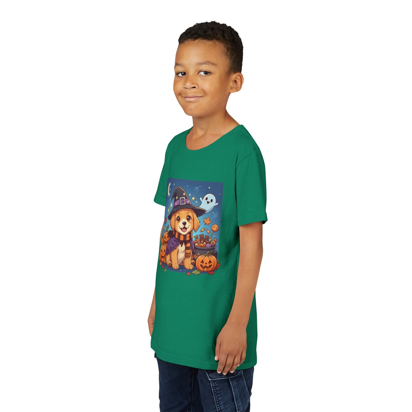 Halloween cute puppy anime style 6 Youth Tee, Short Sleeve T-Shirt, Kids Halloween Apparel, Cute Dog Tee, Fall Outfit for Children