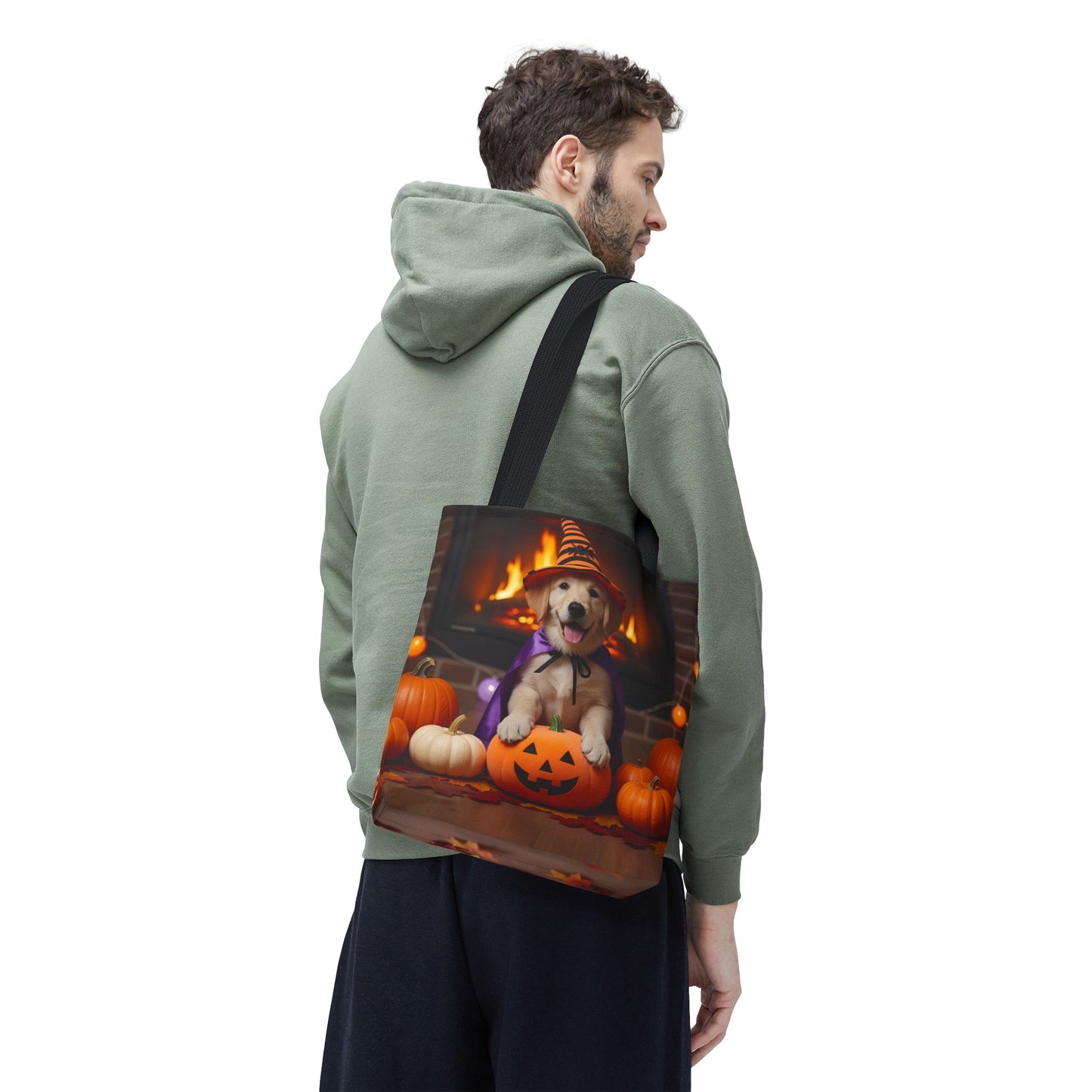 Adorable Halloween Puppy Tote Bag, Dog Lover Bag, Spooky Season Accessories, Pumpkin Patch Shopper, Cute Pet Gift
