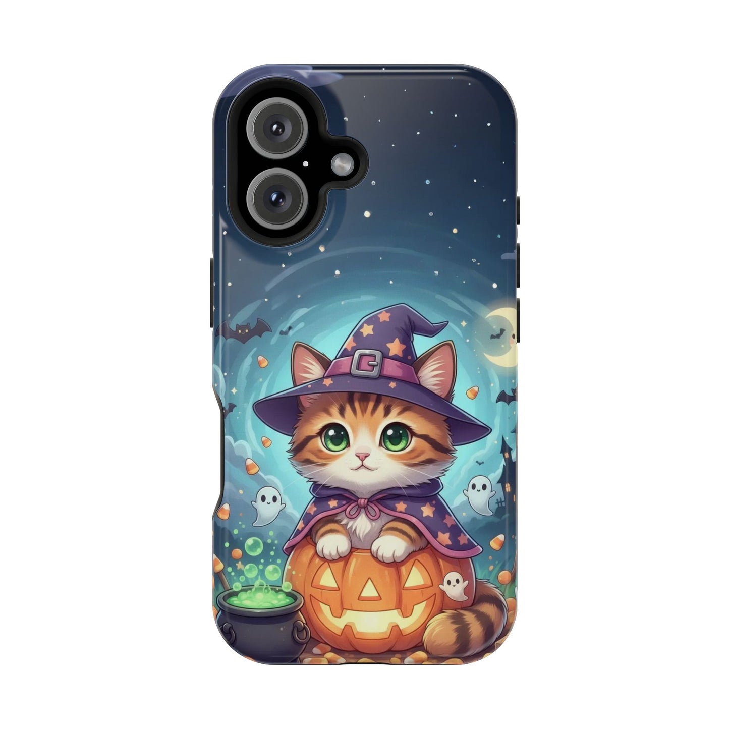 Halloween cute kitten anime style 2 Magnetic Phone Case, Cat Lover Gift, Impact-Resistant iPhone Case, Funny Pet Accessory, Unique Animal Design