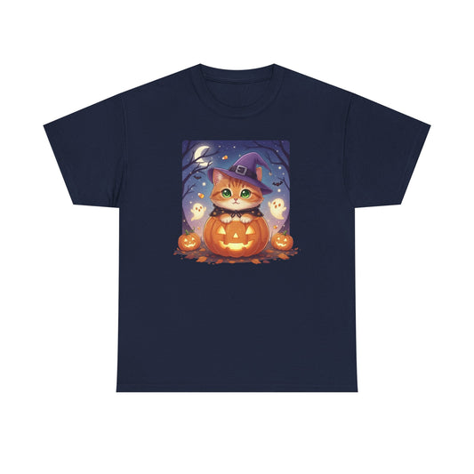 Halloween Kitten Anime Unisex Heavy Cotton T-Shirt style 2