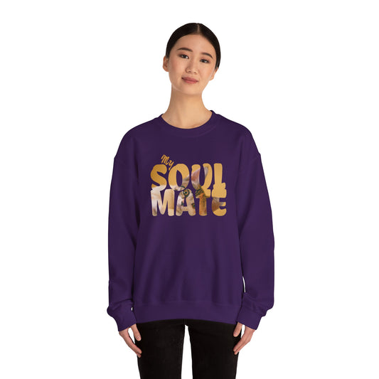 Cat My Soulmate Unisex Crewneck Sweatshirt Purple