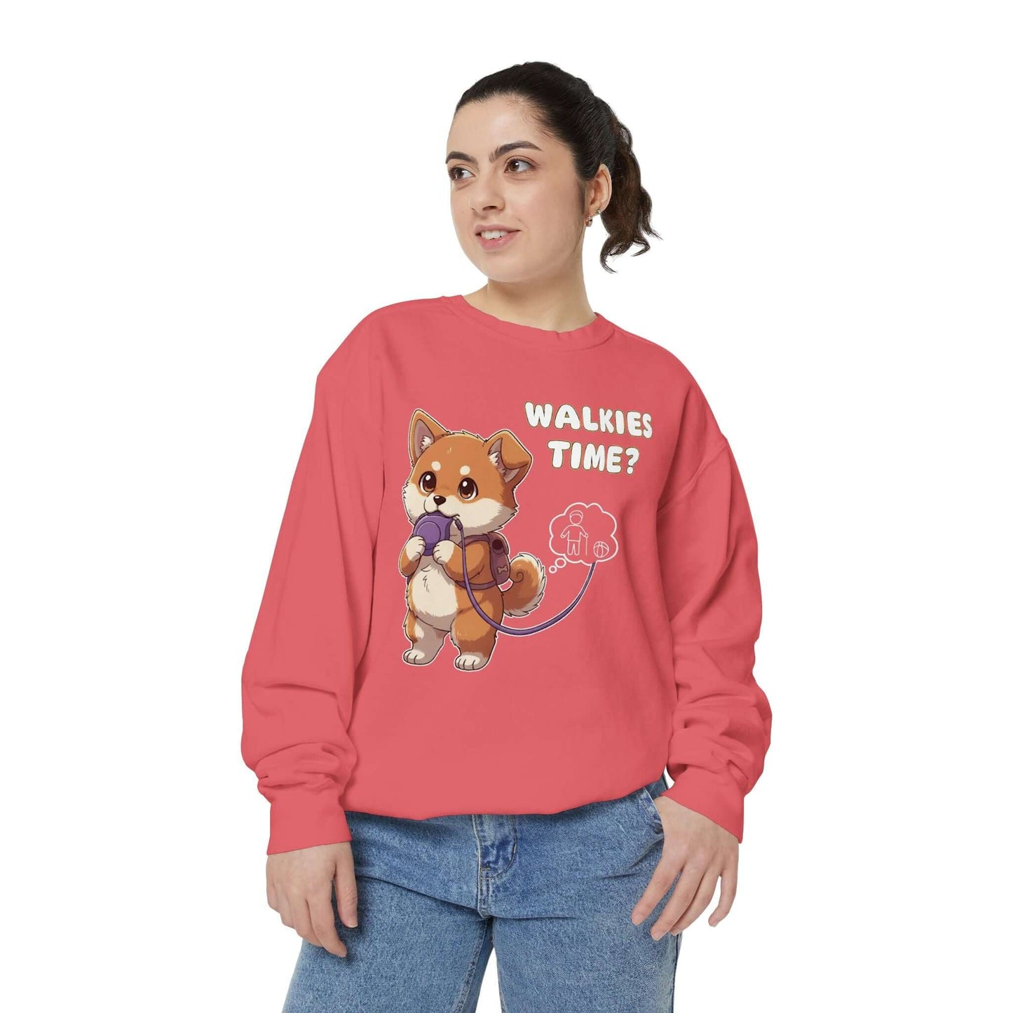 Cute Dog Walk Time Graphic Unisex Crewneck Sweatshirt style 3