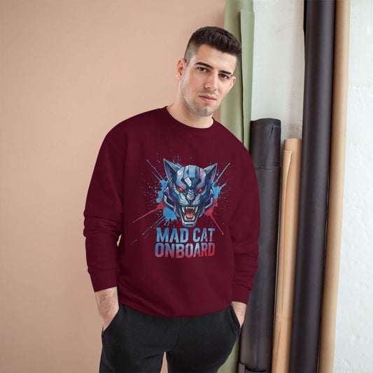 Mad Cat Onboard Graphic Champion Crewneck Sweatshirt style 3