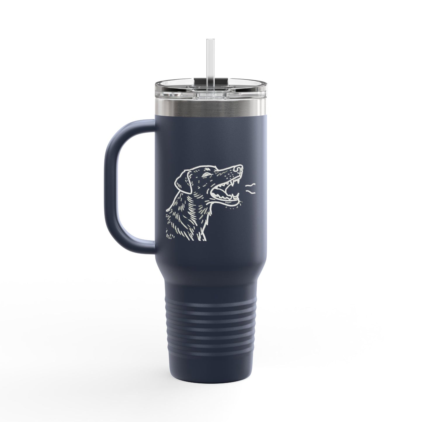 Barking Dog Travel Mug, Insulated Coffee Cup, Dog Lover Gift, For Outdoor Adventures, 40oz Red Drinkware