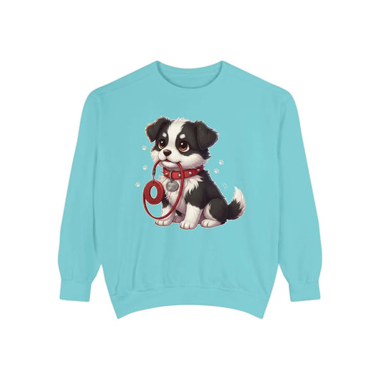 Cute Dog Walk Time Graphic Unisex Crewneck Sweatshirt style 1
