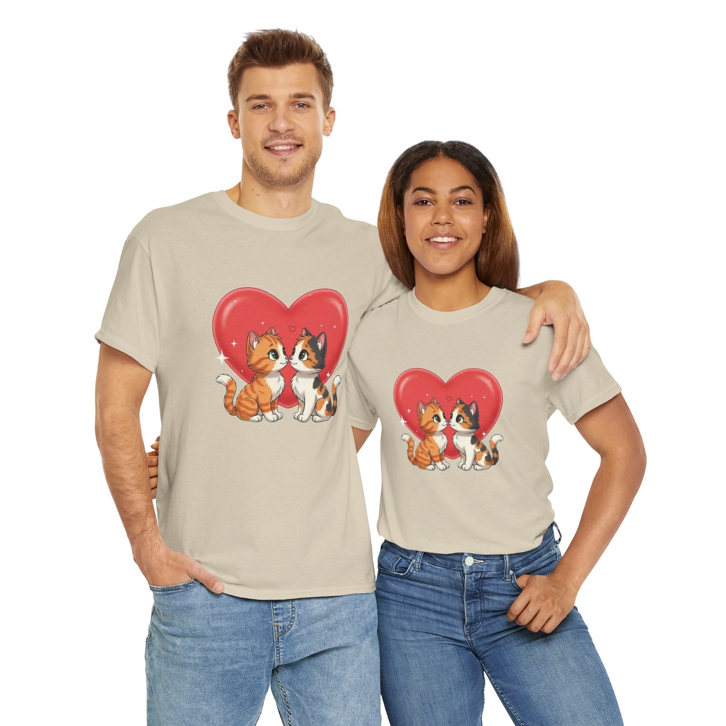 Cats in Love Unisex Tee - Cute Cat T-Shirt for Pet Lovers, Cat Owners, Sports Enthusiasts, Gifts for Animal Lovers, Casual Everyday Wear