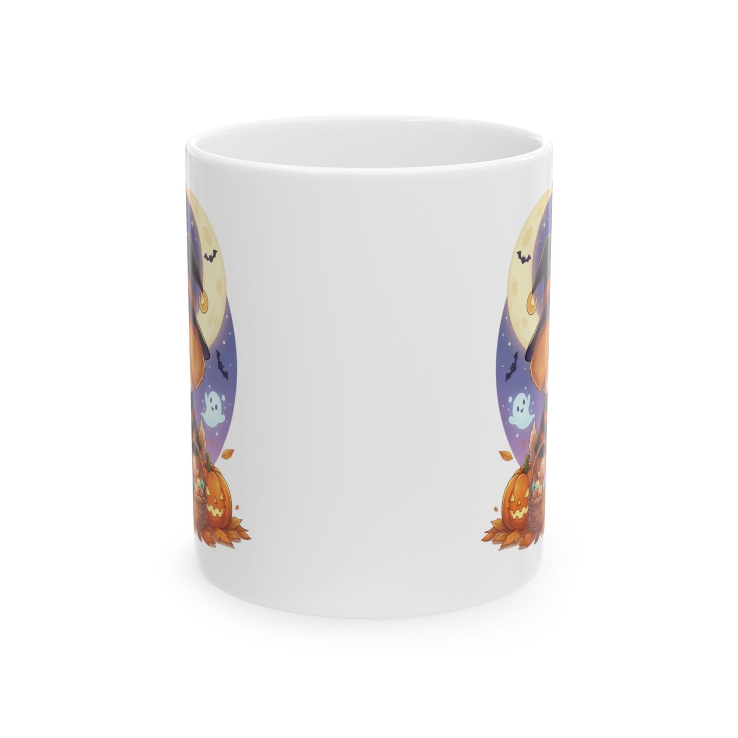 Halloween Themed style 1 Ceramic Mug, Cozy Fall Coffee Cup, Ghosts & Pumpkins Design, Seasonal Gift, Spooky Mug for Halloween Celebrations