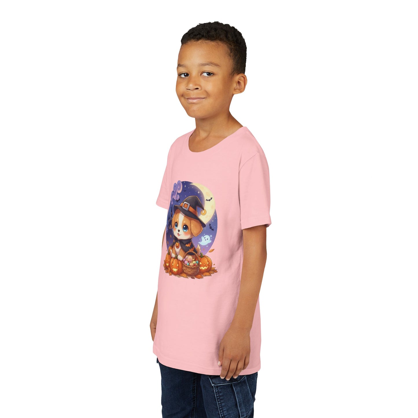 Halloween cute puppy anime style 5 Youth Tee, Short Sleeve T-Shirt, Kids Halloween Apparel, Cute Dog Tee, Fall Outfit for Children