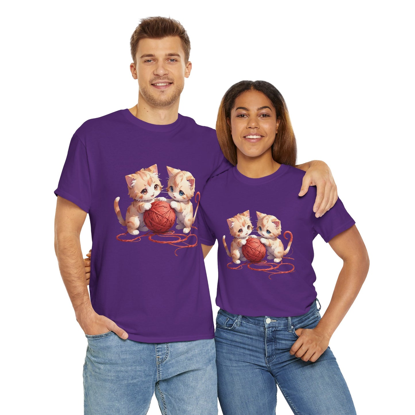 Playful Cats Ball of Yarn Unisex Tee - Cute Cat T-Shirt for Pet Lovers, Cat Owners, Sports Enthusiasts, Gifts for Animal Lovers, Casual Everyday Wear