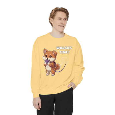 Cute Dog Walk Time style 3 Cozy Graphic Unisex Crewneck Sweatshirt