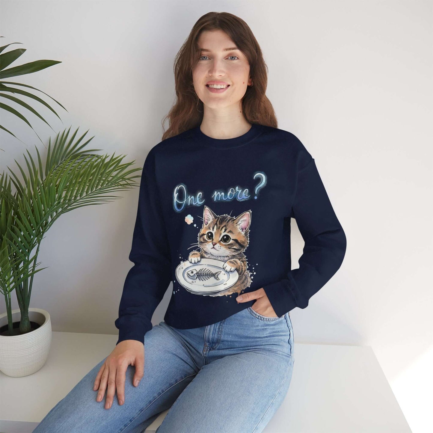 Watercolor Cat painting Unisex Crewneck Sweatshirt style 3
