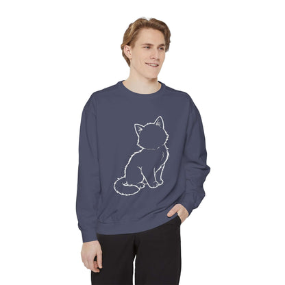 Sitting Cat Shadow Cozy Graphic Unisex Crewneck Sweatshirt style 1