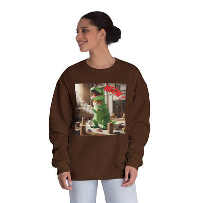 Tyrannosaurus Cat at home Unisex NuBlend Crewneck Sweatshirt