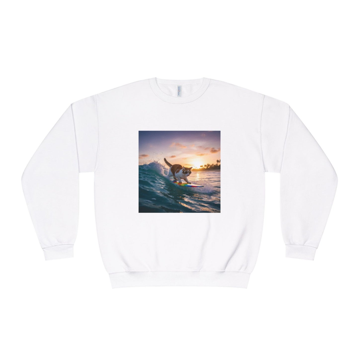 Surfing Cat Unisex NuBlend Crewneck Sweatshirt style 2