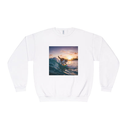 Surfing Cat Unisex NuBlend Crewneck Sweatshirt style 2