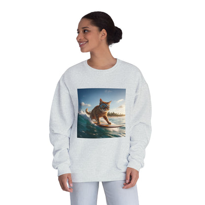 Surfing Cat Unisex NuBlend Crewneck Sweatshirt style 1
